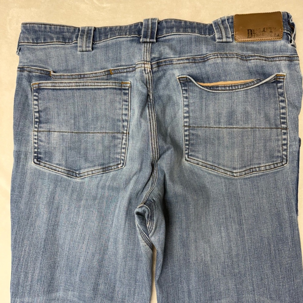 Duluth Trading Co Ballroom Double Flex Slim Fit Jeans Blue 38x32 Light Wash Mens - Picture 12 of 14